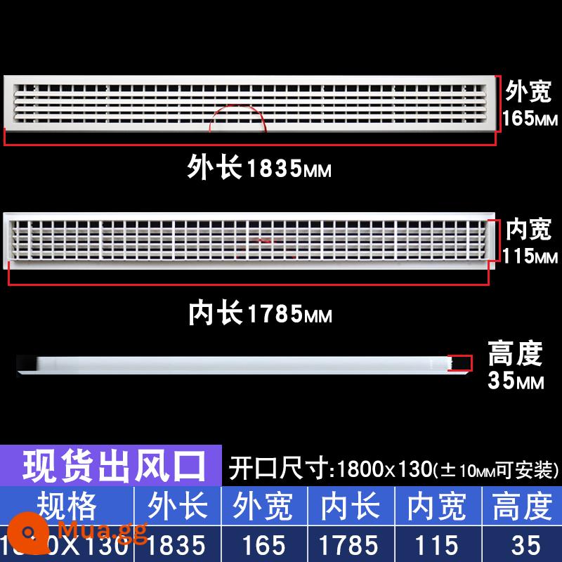 Điều hòa không khí trung tâm cửa gió lưới tản nhiệt gió tươi thông gió tùy chỉnh cửa gió vào và cửa gió hồi sưởi ống xả mui xe cửa hút gió - Cửa thoát khí 1800x130 cánh hai lớp có thể điều chỉnh
