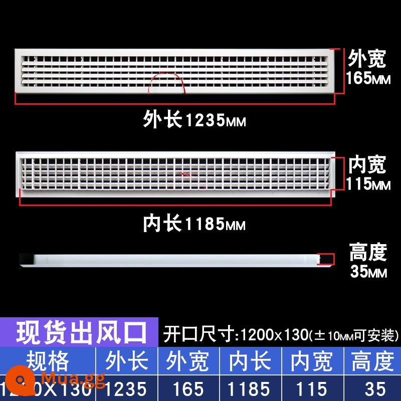 Điều hòa không khí trung tâm cửa gió lưới tản nhiệt gió tươi thông gió tùy chỉnh cửa gió vào và cửa gió hồi sưởi ống xả mui xe cửa hút gió - Cửa thoát khí 1200x130 cánh hai lớp có thể điều chỉnh
