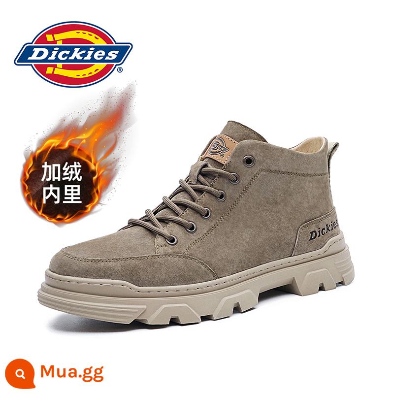 Giày bốt nam Dickies Martin giày cao nam mùa xuân giày nam mùa xuân và mùa thu giày thường nam giày thủy triều giày bốt nam ống giữa - Màu nâu [cộng với nhung]