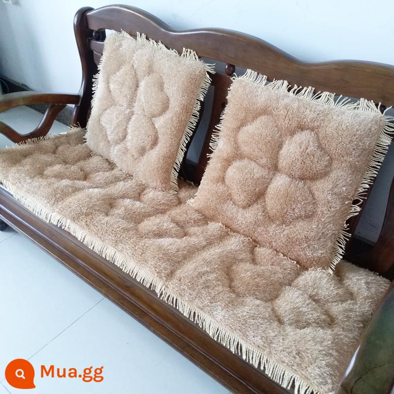 miễn phí vận chuyển mùa thu và mùa đông dày gỗ gụ sofa gỗ đệm sang trọng đệm đệm ghế sofa gỗ kết hợp chống trượt - Phong cách ren sang trọng màu be