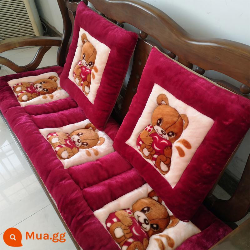 miễn phí vận chuyển mùa thu và mùa đông dày gỗ gụ sofa gỗ đệm sang trọng đệm đệm ghế sofa gỗ kết hợp chống trượt - gấu đỏ dễ thương