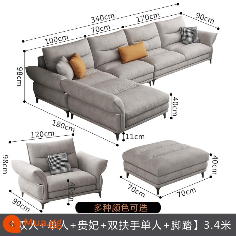 Sofa vải công nghệ vải Phong cách Ý tối giản phòng khách lưng cao căn hộ nhỏ hàng thẳng ba hoặc bốn người kem wabi-sabi - Đôi + đơn + ghế dài 3,4 bàn đạp chân đôi tay vịn