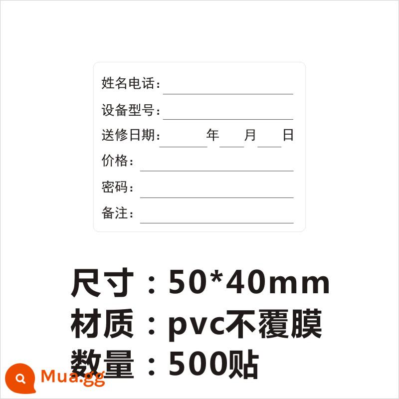 Sửa chữa máy tính bảng tự dính điện thoại di động cũ cao cấp nhãn đăng ký hồ sơ bảo hành nhãn dán mô tả lỗi - Tên thiết bị điện thoại model nhãn dán 50*40mm500