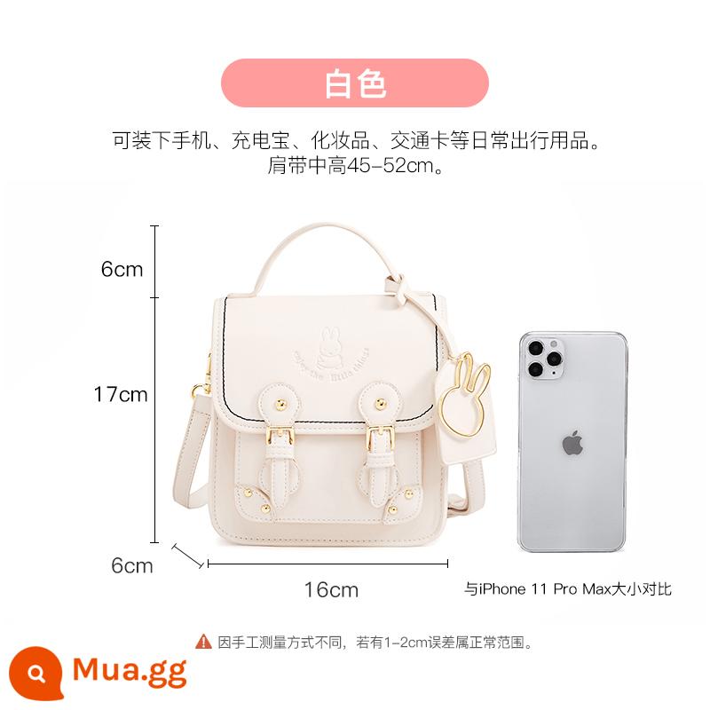 Túi Messenger Miffy nữ 2022 mới phù hợp với mùa xuân và mùa hè Túi Cambridge Túi nhỏ Nhật Bản Túi đưa thư nữ phong cách retro Túi đại học - Trắng