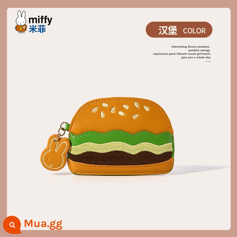 Miffy Hamburger Túi Đựng Thẻ Cô Gái Sức Sống Nhật Bản Nhỏ Dễ Thương Mini Nhiều Thẻ Di Động Tài Liệu Bánh Quy Phô Mai - bánh hamburger