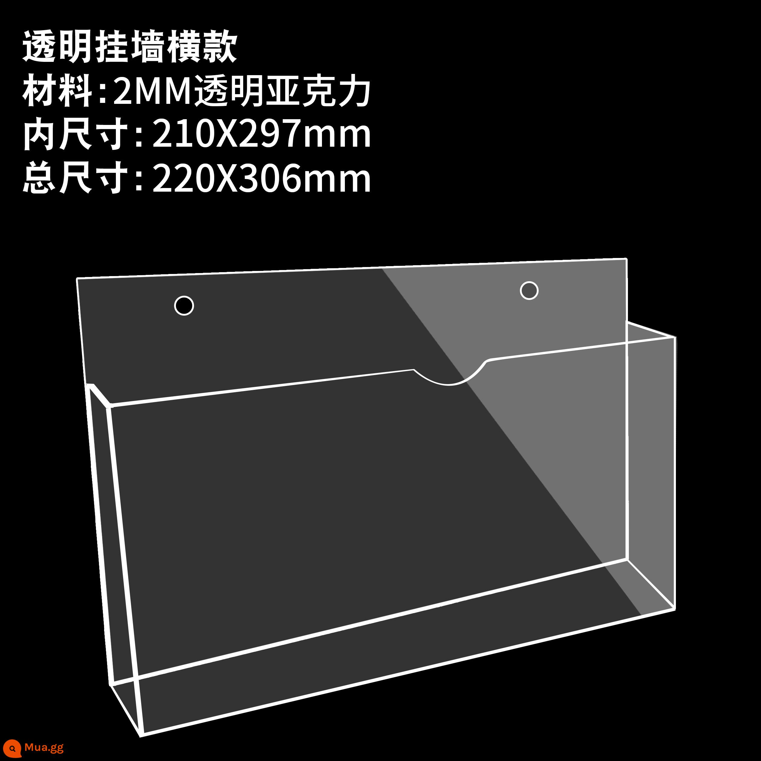 Hộp đựng giấy A4, hộp đựng hồ sơ thông tin, hộp đựng thẻ acrylic, hộp trưng bày tạp chí sách bằng thủy tinh trong suốt, hộp lưu trữ - A4 treo tường ngang