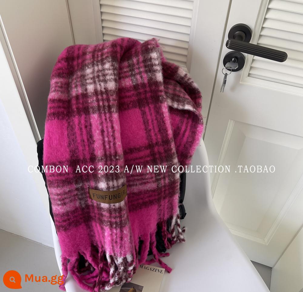 Maillard phong cách nâu giả khăn choàng cashmere cho nữ mùa đông cao cấp tua rua mohair dày khăn quàng cổ sinh viên phong cách mới - Nhãn da bột mận