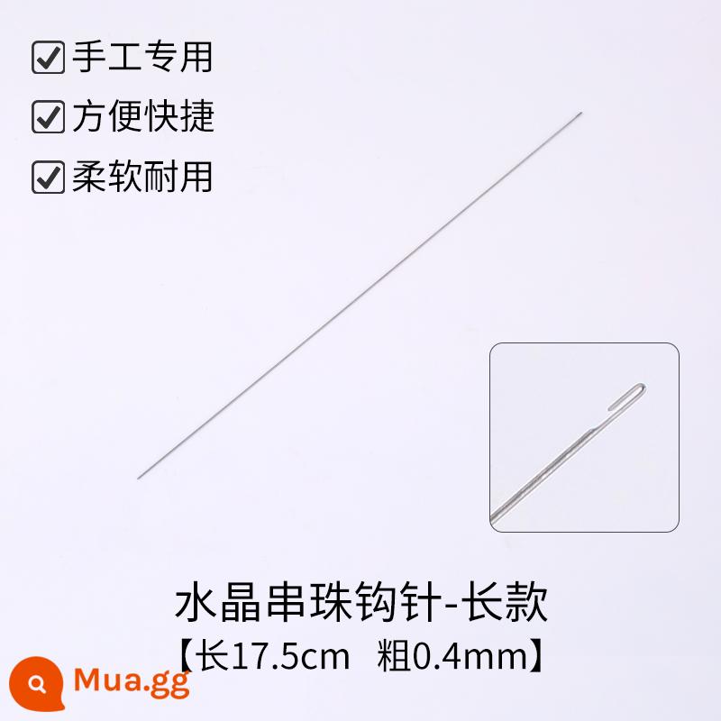 Đính cườm kim văn bản dụng cụ chơi tay chuỗi luồn dây hiện vật ngọc trai xâu chuỗi hạt dây dẫn handmade kim đặc biệt - Móc móc dài đính cườm pha lê/1 chiếc [0,4x175mm]