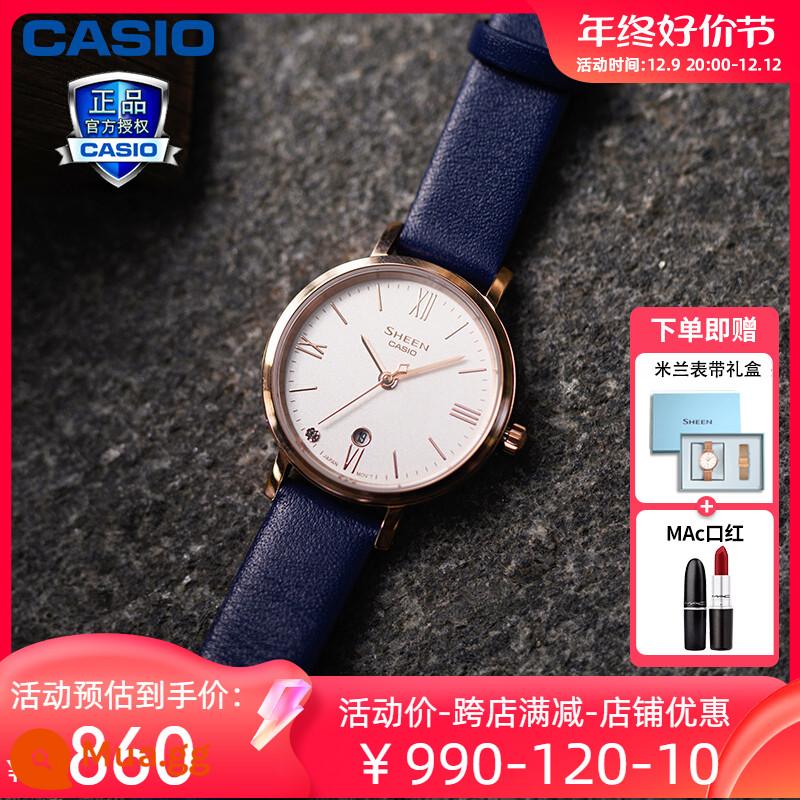 Đồng hồ CASIO nữ ánh sáng thời trang thích hợp ánh sáng sang trọng đơn giản khí chất đồng hồ thạch anh nữ vàng nhỏ 4539/4540 - 9. [Mặt số lớn thời trang] SHE-4540CGL-7AUPR đi kèm hộp quà dây đeo Milan