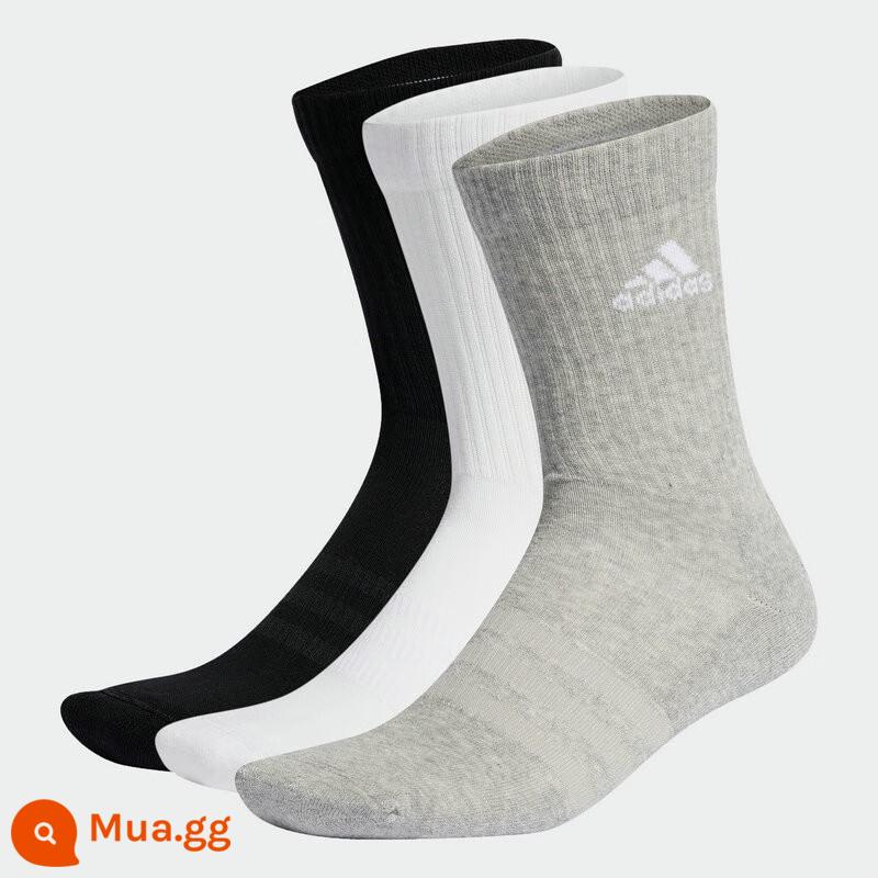 Vớ Adidasadidas nam và nữ vào mùa thu và mùa đông chạy tất và bóng rổ trong vớ - [Đế khăn ngón chân và gót chân] IC1311 đen trắng xám 3 đôi ống vừa