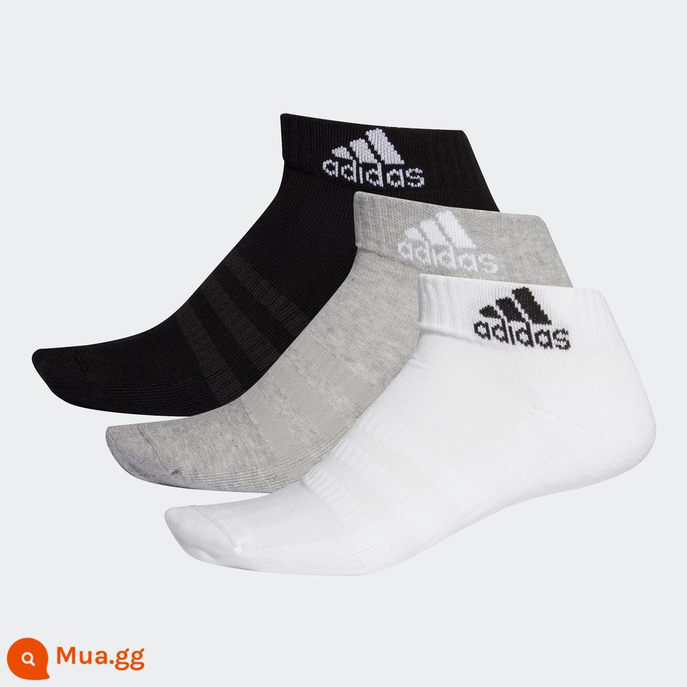 Vớ Adidasadidas nam và nữ vào mùa thu và mùa đông chạy tất và bóng rổ trong vớ - [Đế khăn đầy đủ] DZ9364 đen, trắng và xám 3 đôi, ống ngắn