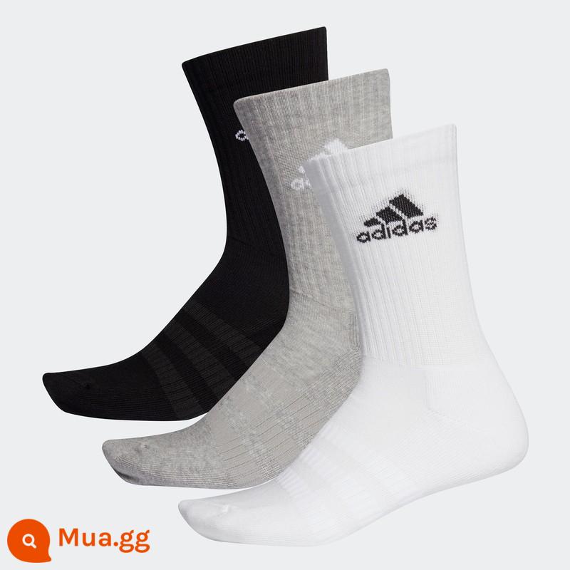 Vớ Adidasadidas nam và nữ vào mùa thu và mùa đông chạy tất và bóng rổ trong vớ - [Đế khăn toàn đế] DZ9355 3 đôi Đen, Trắng và Xám, Ống trung