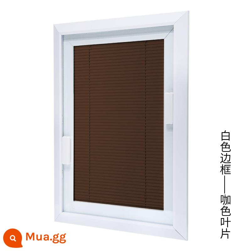 LOUVER LOUVER ALUMINUM Hợp kim được xây dựng -Trong một cửa kính bằng kính phòng trang điểm văn phòng trang điểm mở cửa rèm cửa - Lá khung trắng nâu