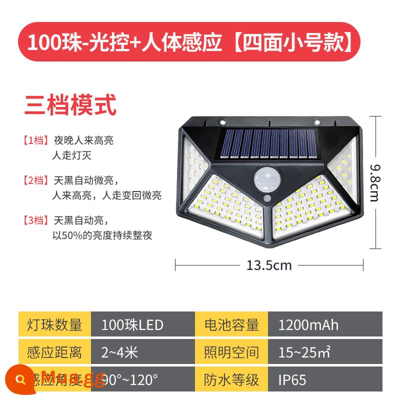 2023 Mới Sân Vườn Năng Lượng Mặt Trời Ánh Sáng Ngoài Trời Cơ Thể Con Người Cảm Biến Đèn Sân Nhà Chiếu Sáng Đèn LED Chống Thấm Nước Đèn Đường - [Phát ra ánh sáng từ mọi phía] Độ sáng cao [100 đèn LED] (độ sáng vi mô + độ sáng không đổi + cảm biến cơ thể con người) ba cấp độ