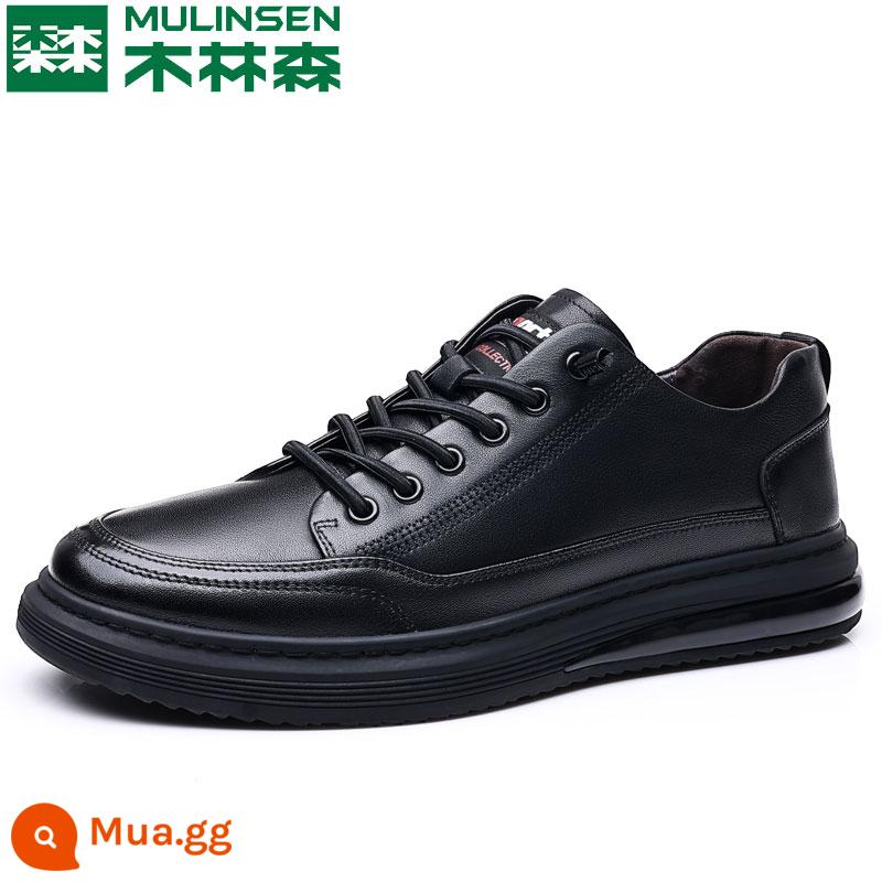 Giày Mulinsen Nam Thu Đông 2022 Da Mới Đế Mềm Nhỏ Màu Đen Giày Da Công Sở Giày Sneaker Nam - Đen [Hot Sale]