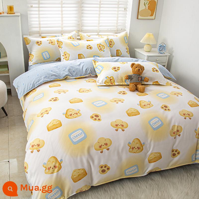 Phong Cách Bắc Âu Iing Bộ 4 Cotton Nguyên Chất Dày 100 Vỏ Chăn Giường Ký Túc Xá Sinh Viên Chần Gòn 3 Giường - Món tráng miệng buổi chiều trong suốt DG