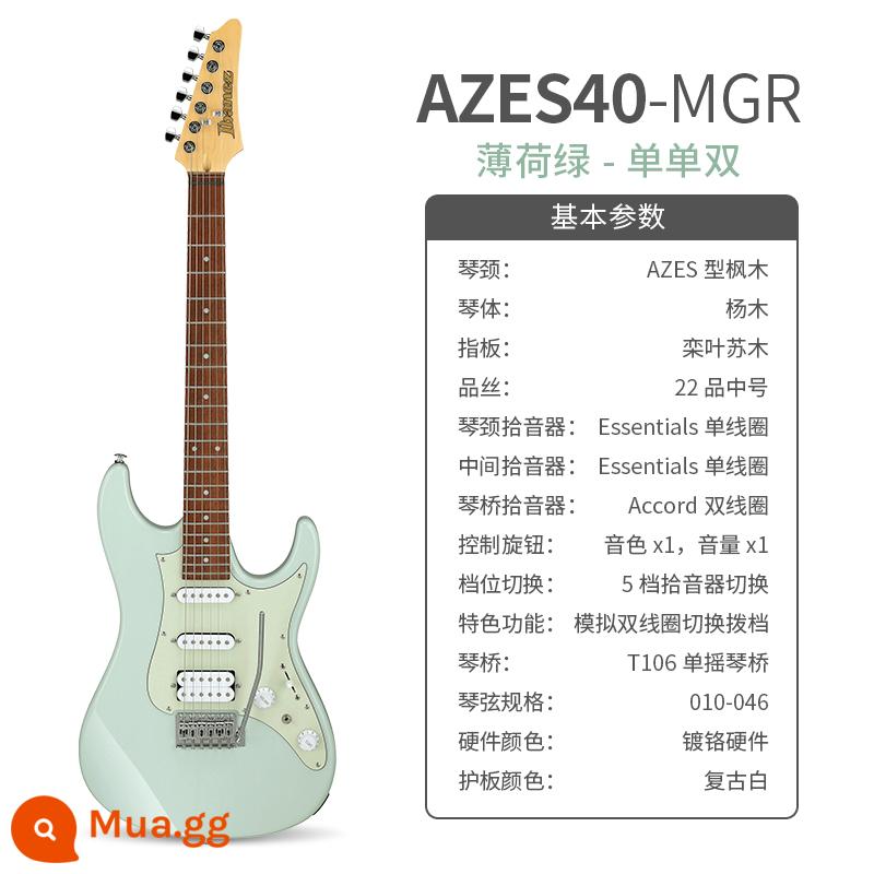 Ibanez Ibanna đàn guitar điện grx40 azes40 31 GRG lắc đơn cho người mới bắt đầu mục nâng cao - AZES40 xanh bạc hà (đơn đơn đôi/lắc đơn)