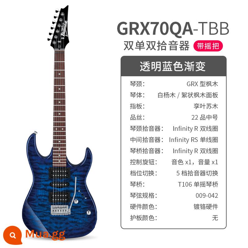 Ibanez Ibanna đàn guitar điện grx40 azes40 31 GRG lắc đơn cho người mới bắt đầu mục nâng cao - GRX70QA gradient màu xanh trong suốt (lắc đôi đơn/đôi/lắc đơn)