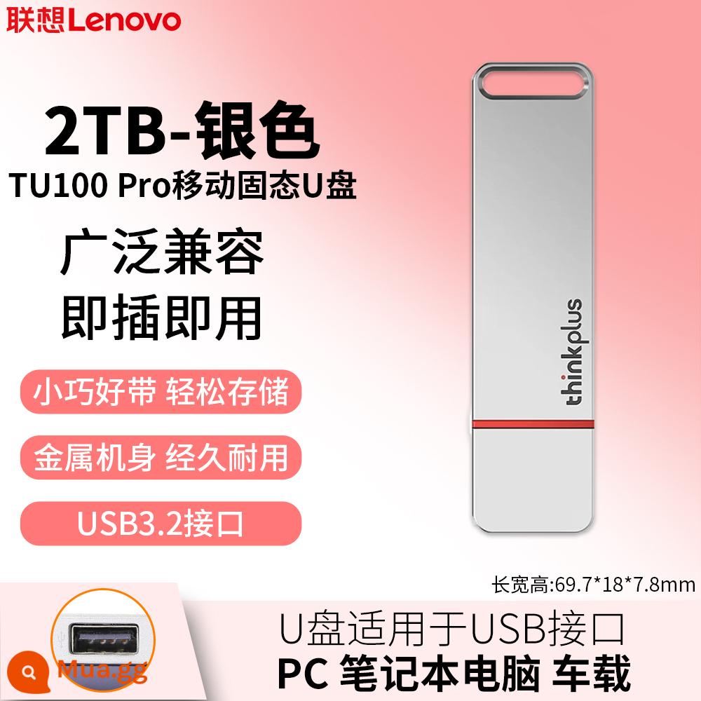 Máy tính điện thoại di động Lenovo ổ đĩa flash công dụng kép chính hãng typec giao diện kép USB tốc độ cao ổ đĩa flash thể rắn 128g xe dung lượng lớn - 2TB—Bạc—đọc tốc độ cao 1000M/S