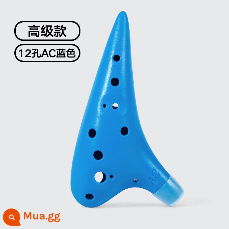 Ocarina nhựa dành cho người mới bắt đầu 12 lỗ 12 lỗ C key alto AC học sinh trẻ em nhựa nhựa chơi nhạc cụ sơ cấp - [Xanh cao cấp] + Dây buộc