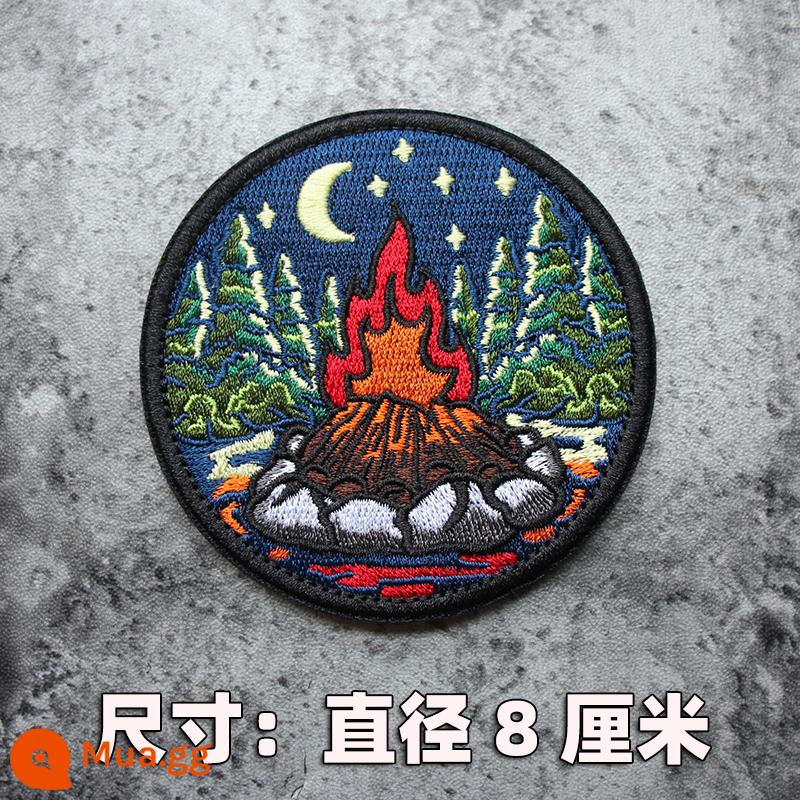 Thêu Velcro Scenic Morale Patch Phiêu lưu ngoài trời Cắm trại Traveller Keo Armband Morale Patch - Lửa trại đêm đầy sao