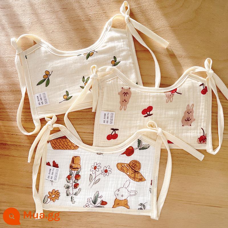 3 Gói Yếm Quai Vuông Cho Bé Sơ Sinh Nguyên Chất Cotton Dây Yếm Chống Thấm Nước Cho Bé Thắt Nước Bọt Khăn - 3 gói Yếm dây vải cotton 8 lớp chống thấm nước (dòng trái cây) kiểu mới