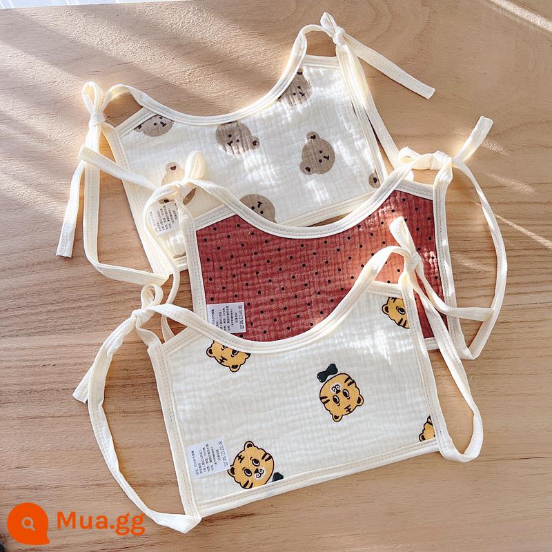 3 Gói Yếm Quai Vuông Cho Bé Sơ Sinh Nguyên Chất Cotton Dây Yếm Chống Thấm Nước Cho Bé Thắt Nước Bọt Khăn - 3 gói yếm cotton 8 lớp có quai đeo chống thấm (dòng gấu cà phê) kiểu mới