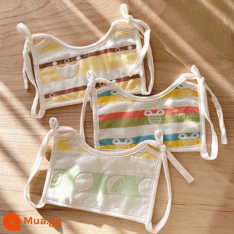 3 Gói Yếm Quai Vuông Cho Bé Sơ Sinh Nguyên Chất Cotton Dây Yếm Chống Thấm Nước Cho Bé Thắt Nước Bọt Khăn - Bộ 3 Yếm Chống Thấm Có Hình Vương Miện Lemon Mickey