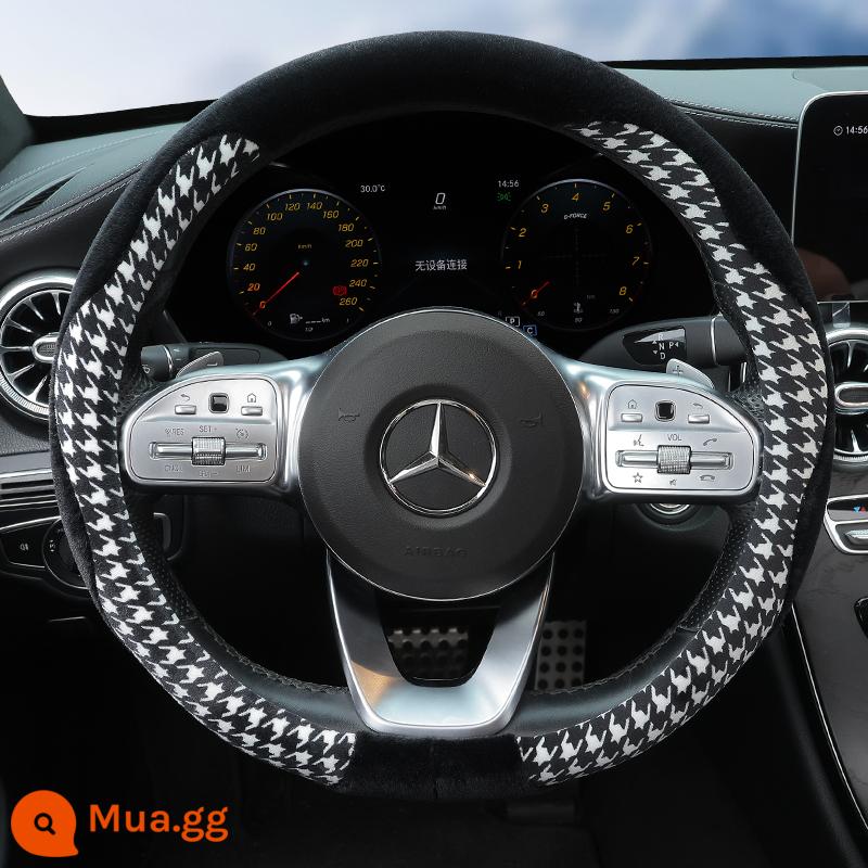 Bọc Vô Lăng Ô Tô Mùa Đông Sang Trọng Ấm Áp Nữ Thời Trang Mùa Đông Nữ Mẫu Foss BYD Mercedes-Benz Bộ Tay Cầm - Khuyến mãi sản phẩm mới-Bướm nhung [tròn]: Đen