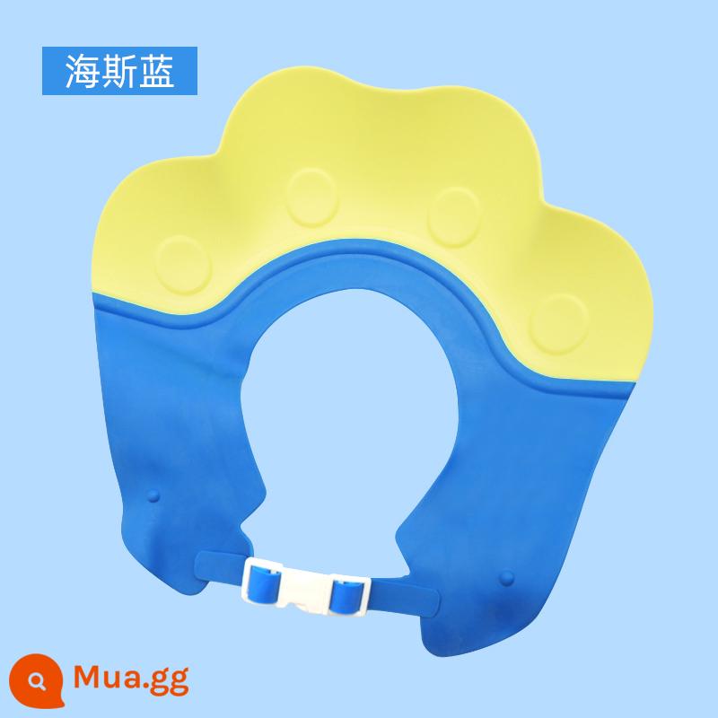 Dầu gội đầu cho bé hiện vật có thể điều chỉnh silicone chống thấm nước cho bé bảo vệ tai tập đi cho bé tắm dầu gội tóc mũ tắm - Mũ gội đầu Bear's Paw-Haisi xanh