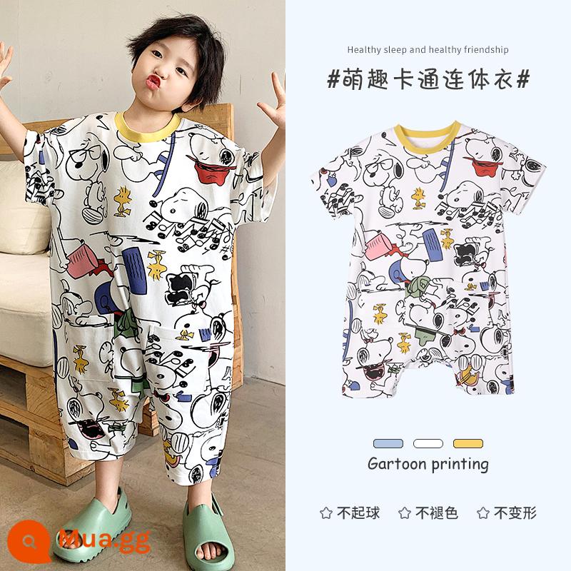 Bộ đồ ngủ trẻ em cotton nguyên chất chống đá chăn jumpsuit bé trai mùa hè mới cho bé điều hòa không khí quần áo thoáng khí nam kho báu quần áo gia đình - J193