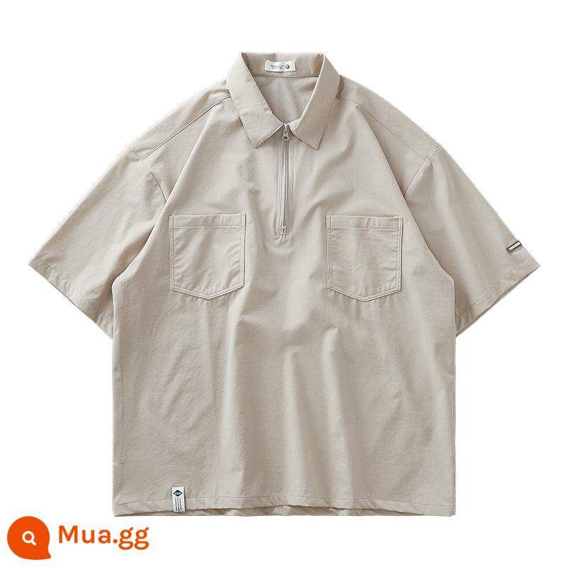 DUKEEN Áo polo dụng cụ của Mỹ ngắn tay mùa hè rộng rãi cho nam Áo polo Ralph Lauren Áo thun khô nhanh Áo sơ mi núi phong cách cổ điển - quả mơ