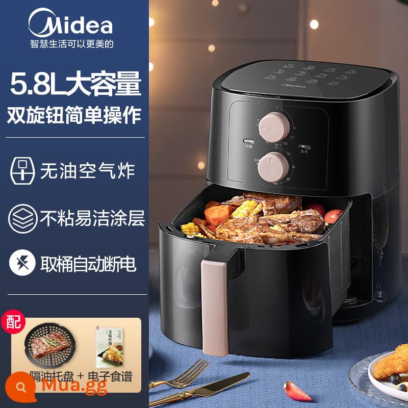 Nồi Chiên Không Khí Midea Gia Đình 2022 Mới Nồi Chiên Điện Công Suất Lớn Top 10 Thương Hiệu Lò Nướng Tích Hợp Đa Chức Năng - Núm đôi màu đen-5.8L