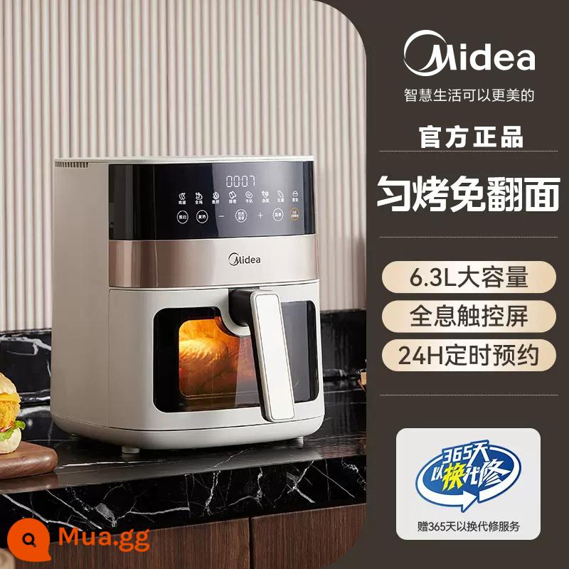 Midea Air Fryer Home New Air Electric Fryer Công suất lớn Không nhìn thấy được Hàng chính hãng Hàng đầu Cửa hàng Hàng đầu - Màn hình cảm ứng không lật 6,3L màu trắng có thể xem được