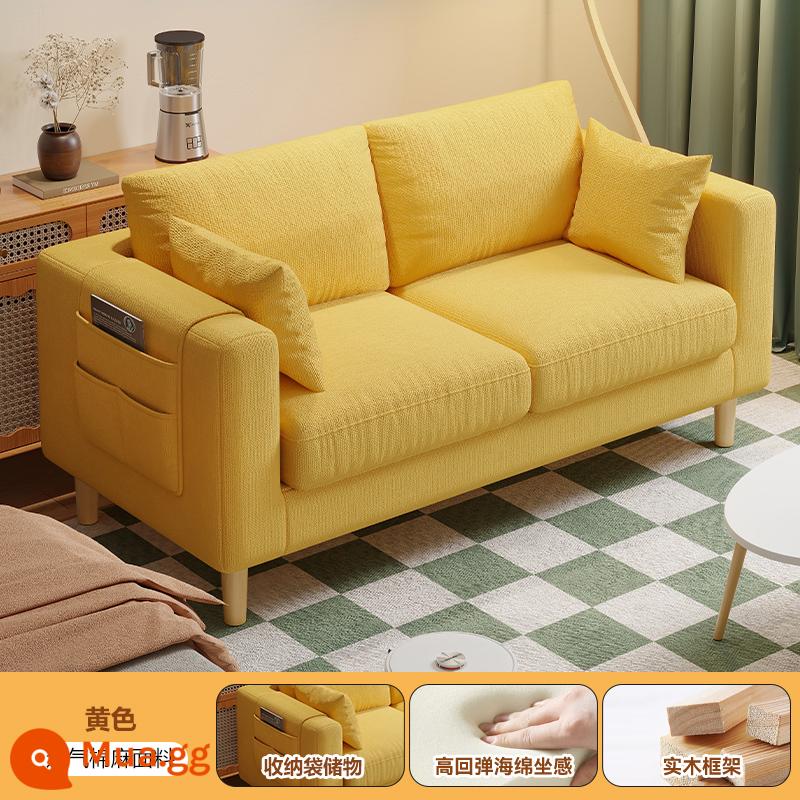 Sofa vải phòng khách 2023 mới khối đậu phụ đơn đơn giản hiện đại cho thuê ghế sofa đôi cho căn hộ nhỏ - Màu vàng chanh [hoàn toàn có thể tháo rời và giặt được + kiểu xốp]