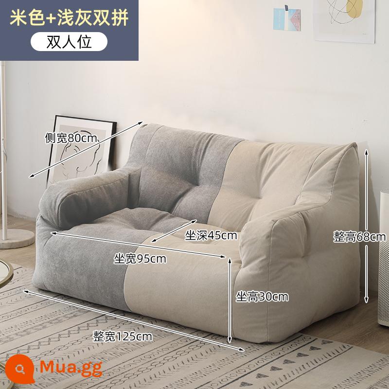 Sofa lười chiếu tatami đơn đôi lưới đỏ ins phong cách cho thuê nhà phòng ban công nằm sàn phòng ngủ sofa nhỏ - Trắng nhạt và xám nhạt [cỡ mở rộng cho hai người]