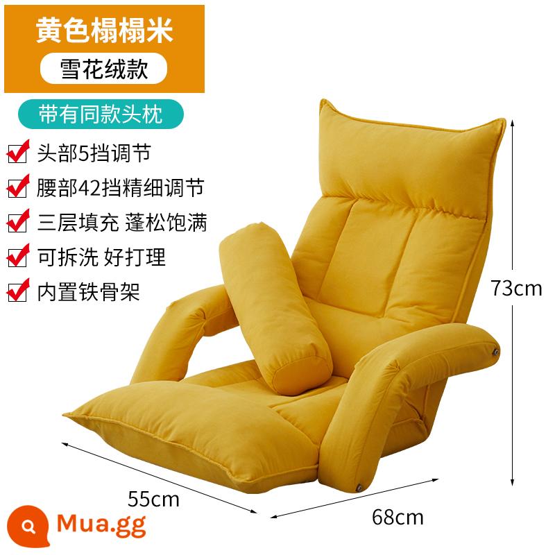 Sofa lười ban công có thể nằm trên giường lưng ghế tatami nằm ghế bay cửa sổ ký túc xá ghế sofa nhỏ đơn - Mẫu cao su cao cấp nâng cấp-gối nhung bông tuyết màu vàng + thắt lưng