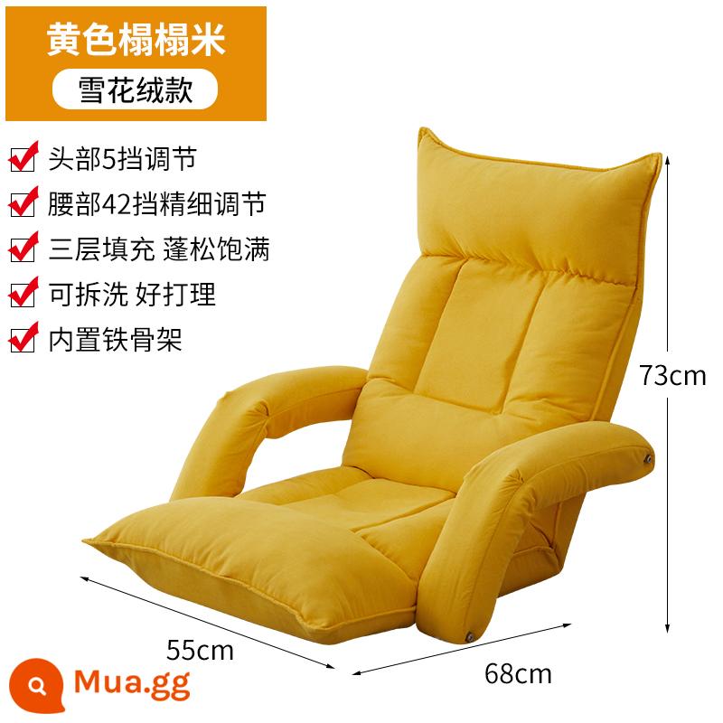 Sofa lười ban công có thể nằm trên giường lưng ghế tatami nằm ghế bay cửa sổ ký túc xá ghế sofa nhỏ đơn - Mẫu cao su sang trọng được nâng cấp-bông tuyết nhung màu vàng