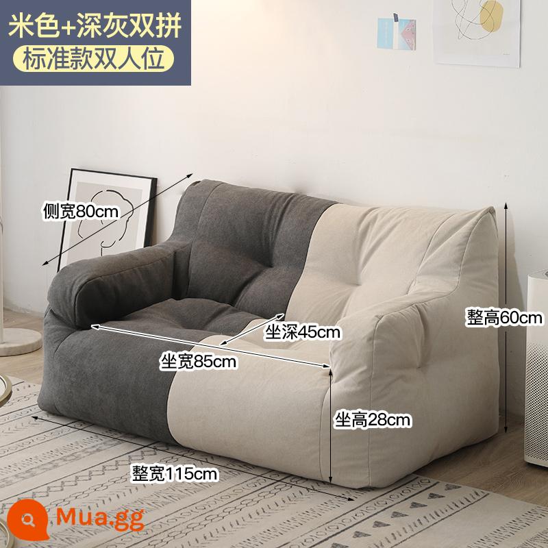 Sofa lười chiếu tatami đơn đôi lưới đỏ ins phong cách cho thuê nhà phòng ban công nằm sàn phòng ngủ sofa nhỏ - Trắng nhạt và xám đậm [kiểu tiêu chuẩn dành cho hai người]