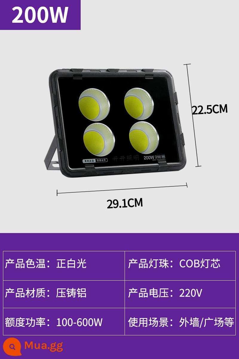 Dự án đèn rọi led địa điểm đặc biệt ngoài trời phòng khách đèn siêu sáng chói nhà xưởng chiếu sáng ngoài trời công nghiệp - Đèn trắng dương kiểu COB được nâng cấp 200W (chiếu sáng 160 mét vuông)