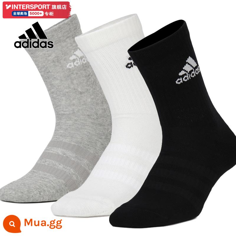 Tất Nam Adidas Tất Nữ Mùa Đông 2023 Mới Ống Ngắn Màu Trắng Ba Đôi Vớ Nam Vớ Thể Thao - DZ9355/Ba đôi tất cao vừa phải