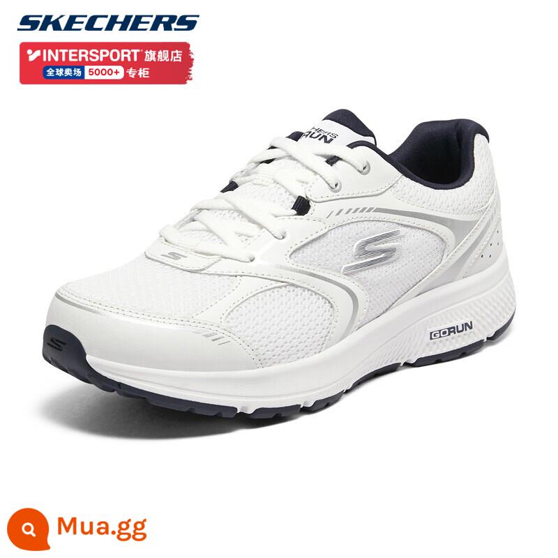 Giày SKECHERS nữ, giày mẹ, giày thể thao thoáng khí, giày chạy bộ cho người già, giày đi bộ, giày thường đế mềm, giày nữ cho người già - 128280-WNV trắng/xanh nước biển