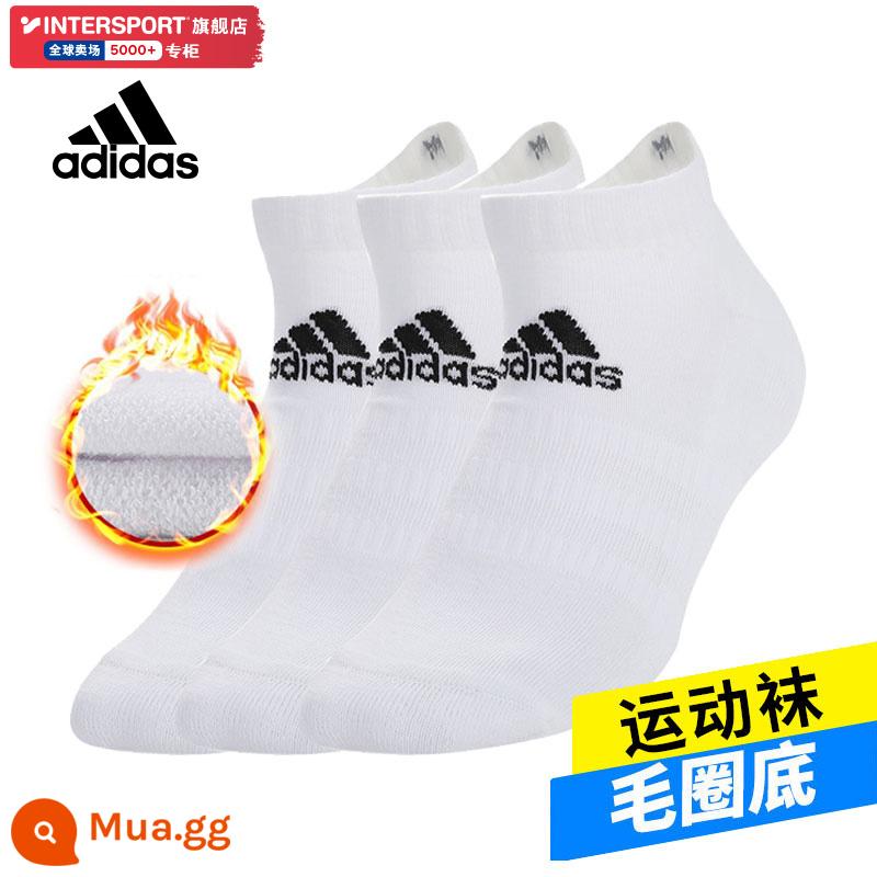 Tất Nam Adidas Tất Nữ Mùa Đông 2023 Mới Ống Ngắn Màu Trắng Ba Đôi Vớ Nam Vớ Thể Thao - /trắng/tất/ba đôi