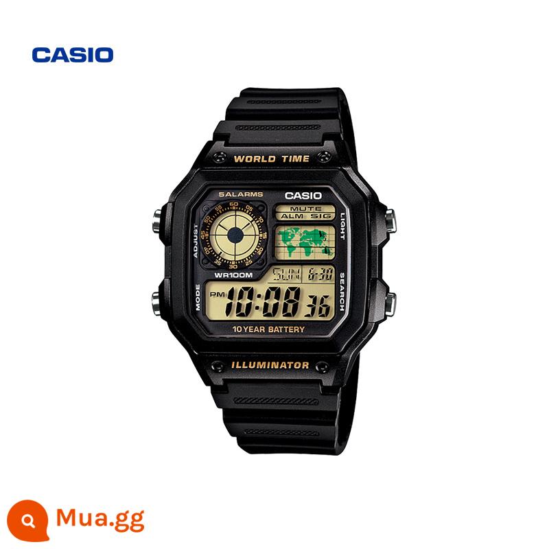 Cửa hàng hàng đầu của Casio AE-1200WHB đồng hồ nam thời trang học sinh mặt vuông nhỏ chống thấm nước Trang web chính thức chính thức chính hãng - AE-1200WH-1BVDF