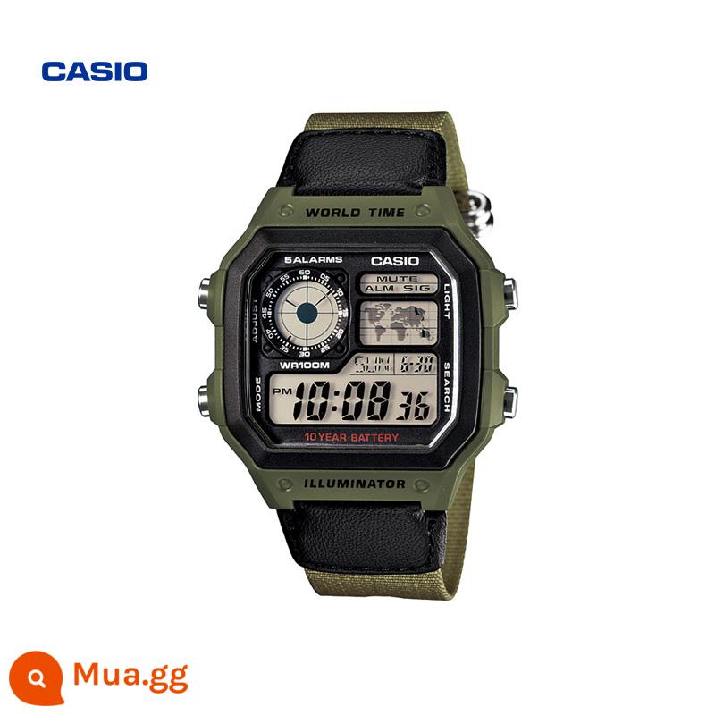 Cửa hàng hàng đầu của Casio AE-1200WHB đồng hồ nam thời trang học sinh mặt vuông nhỏ chống thấm nước Trang web chính thức chính thức chính hãng - AE-1200WHB-3BVDF