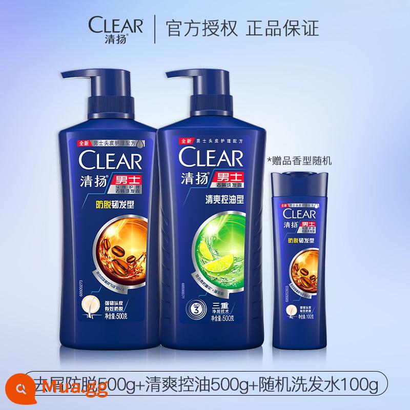 Dầu gội CLEAR chống rụng tóc trị gàu kiểm soát dầu gội trị ngứa cho nam chính hãng hàng chính hãng flagship store - [Mua một tặng một] Trị gàu và trị gàu 500g + kiểm soát dầu sảng khoái 500g