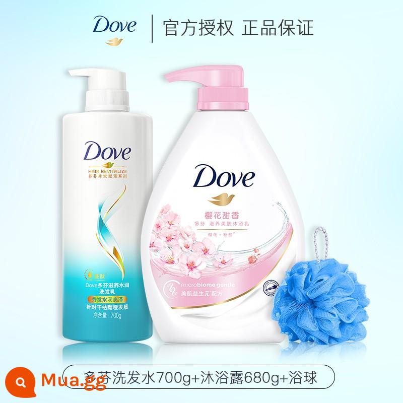 Bộ Sữa Tắm Dove Dầu Gội Dưỡng Da 2 Trong 1 Bộ Dầu Gội Tạo Bọt Cho Nam Và Nữ là lá cờ đầu chính thức của thương hiệu - Dầu Gội Dưỡng Ẩm Và Dưỡng Ẩm 700g + Sữa Tắm Sakura Sweet 680g