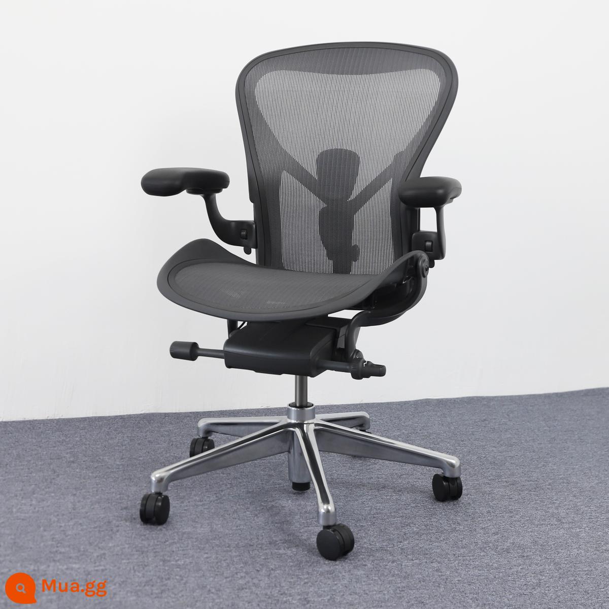 Herman Miller ghế làm việc hermanmiller aeron ghế máy tính tại nhà ghế chơi game ít vận động thoải mái - Tận hưởng tựa tay PU "Graphite Black Medium Polished Feet" [Vui lòng tham khảo nếu bạn cần kích thước nhỏ]