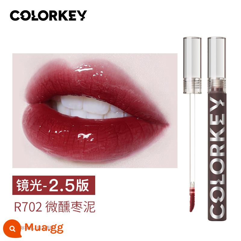 Colorkey Kelaqi son môi nhỏ màu đen bề mặt gương nước ánh sáng son bóng R702 thủy tinh môi cô gái mùa thu và mùa đông mà không cần trang điểm tự nhiên - [Phiên bản 2.5] R702 Táo tàu xay nhuyễn