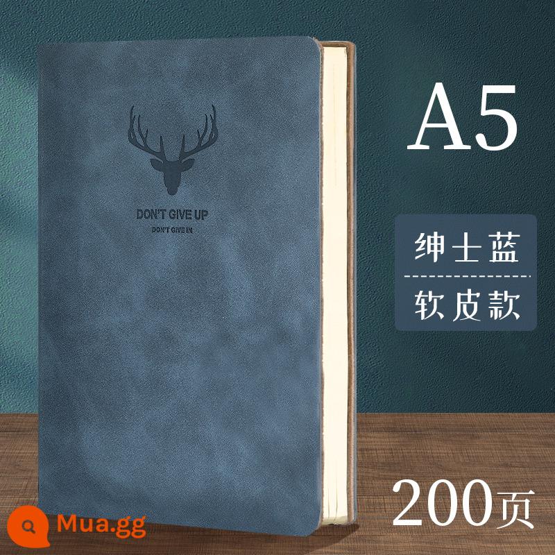 Máy tính xách tay dày a5 văn học cổ điển tinh tế nhật ký đơn giản sinh viên đại học sổ ghi chép văn phòng kinh doanh người b5 cuốn sách dày làm việc cuộc họp notepad logo có thể in tùy chỉnh - A5 Gentleman Blue (200 trang)/Sưu tầm mua tặng bút